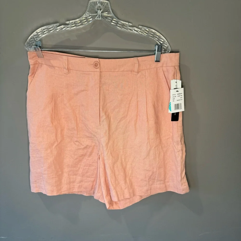 NWT Violets and Roses mid-rise linen‎ blend chino short, Pink, Women’s Size 14